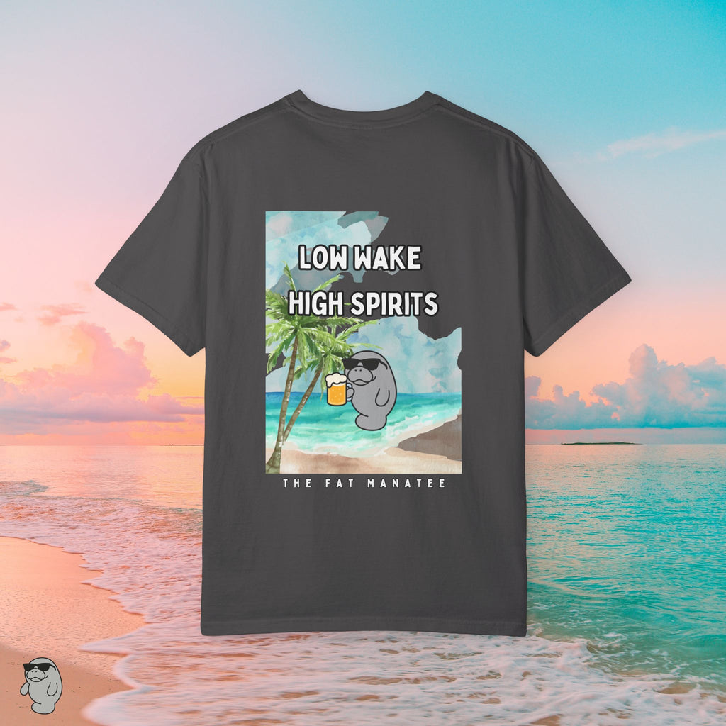 Chill Beach Vibes Unisex T-shirt - Low Wake High Spirits, Relaxation Wear, Summer Style, Gift for Beach Lovers, Casual Tee