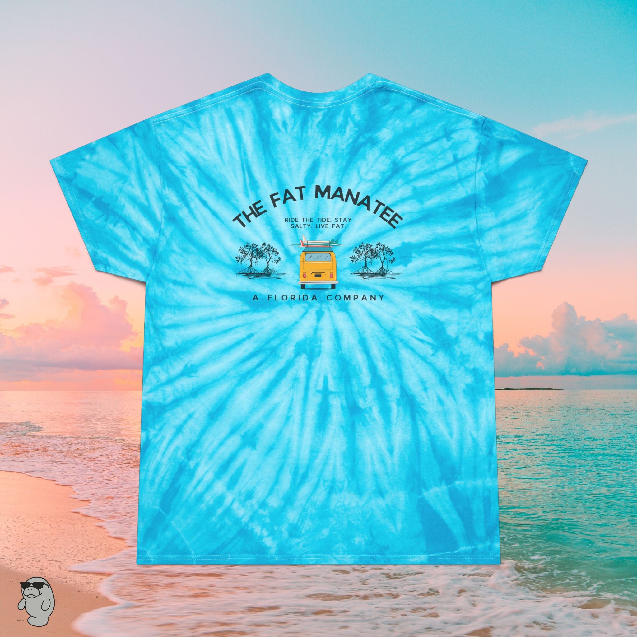 The Fat Manatee “Mangrove Vibes” Tie‑Dye Tee – Coastal Color Meets Surfside Heritage