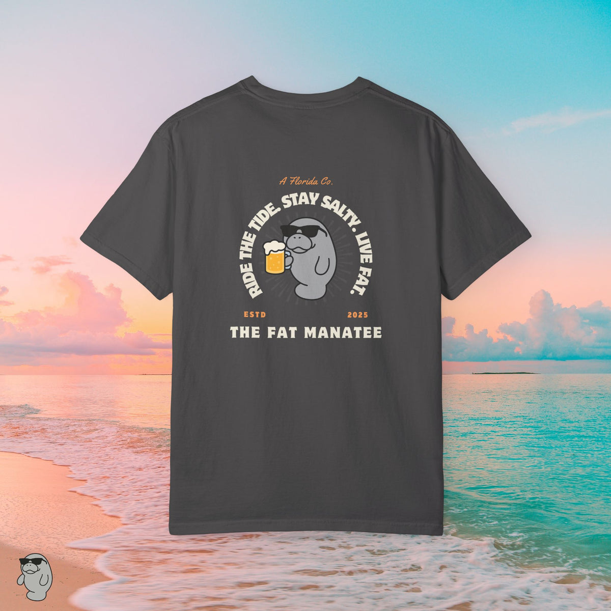 Florida Coastal T-Shirt – Classic Fat Manatee Logo Beach Tee | Fat Manatee