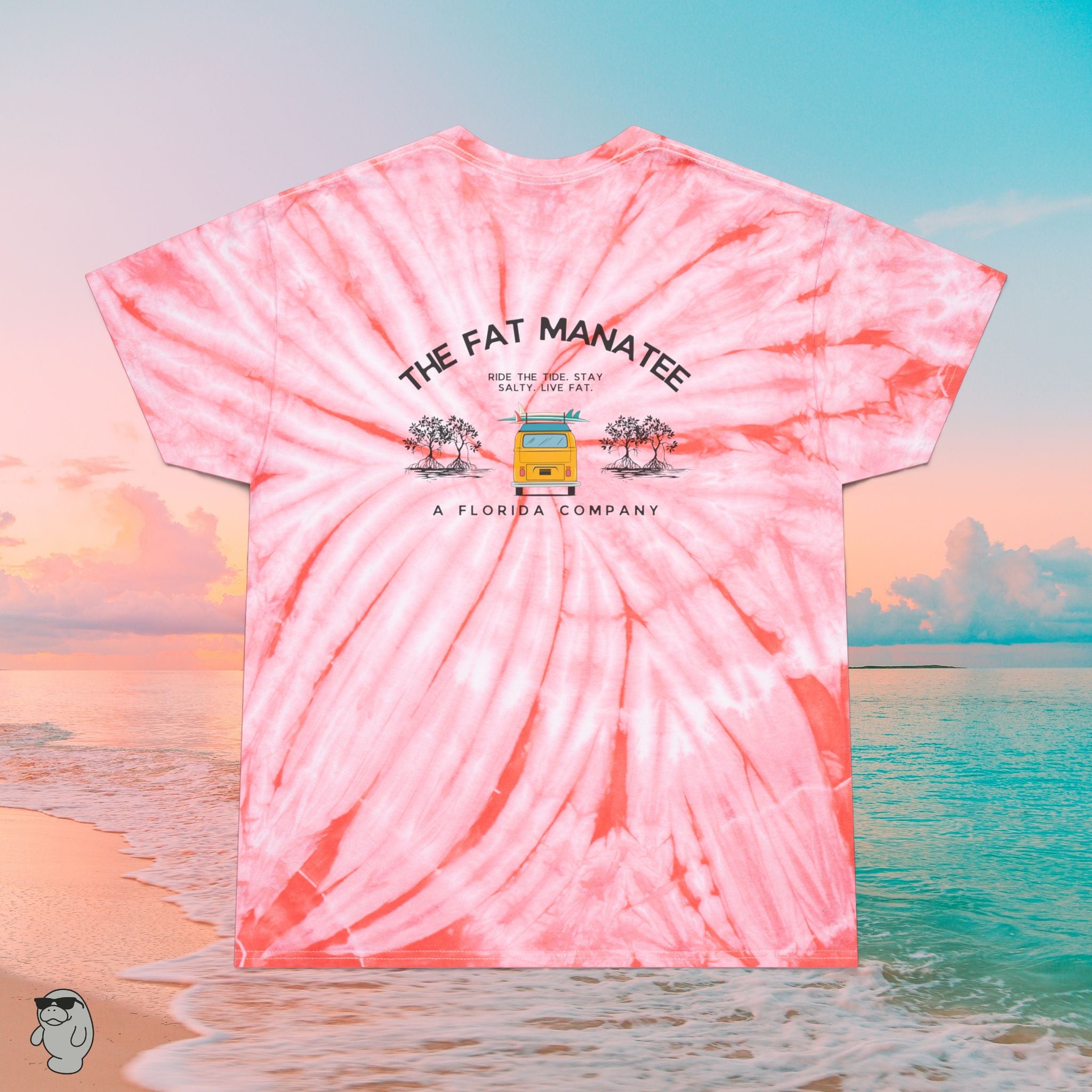 The Fat Manatee “Mangrove Vibes” Tie‑Dye Tee – Coastal Color Meets Surfside Heritage