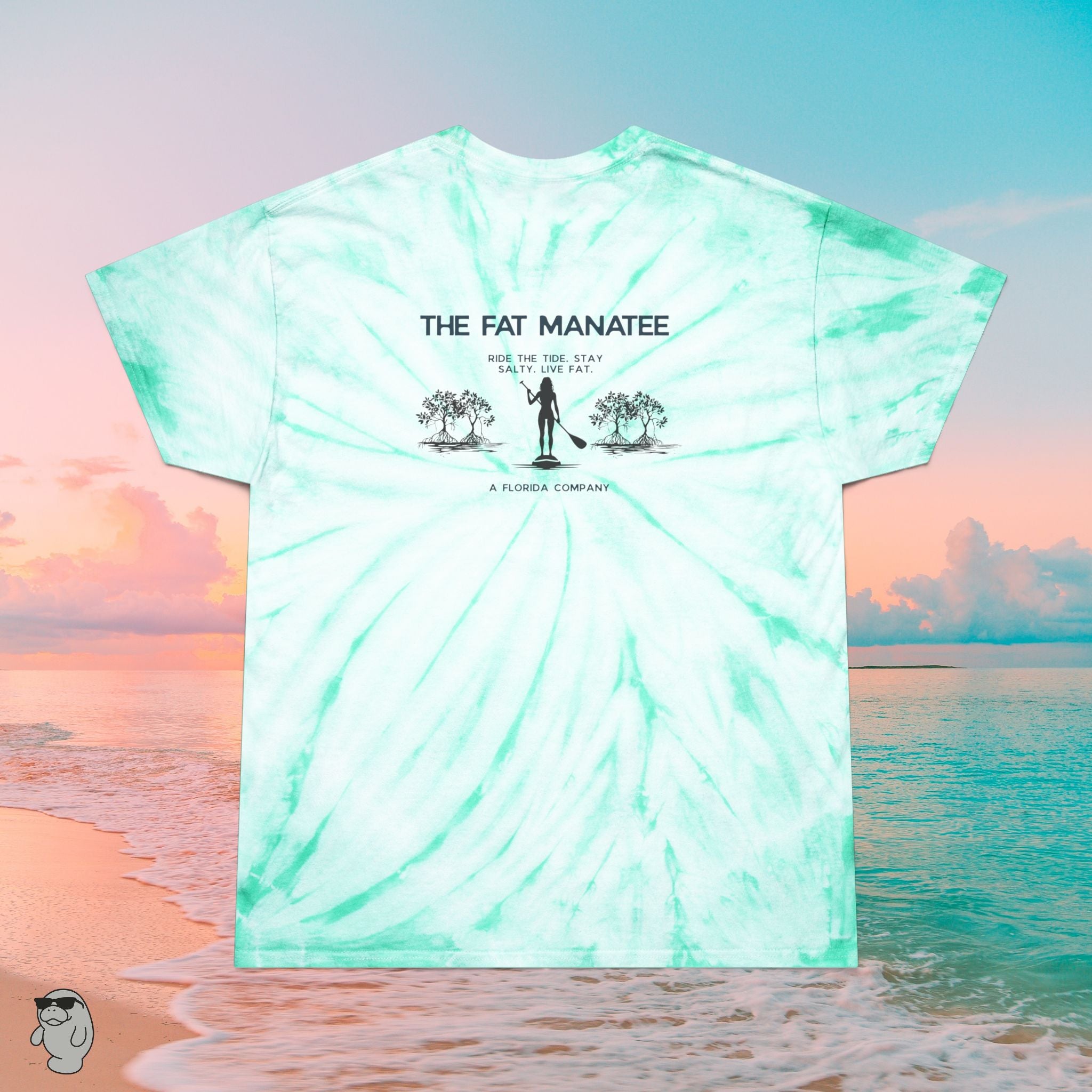 The Fat Manatee “Mangrove Paddle” Tie‑Dye Tee – Surf, Mangroves & Coastal Roots