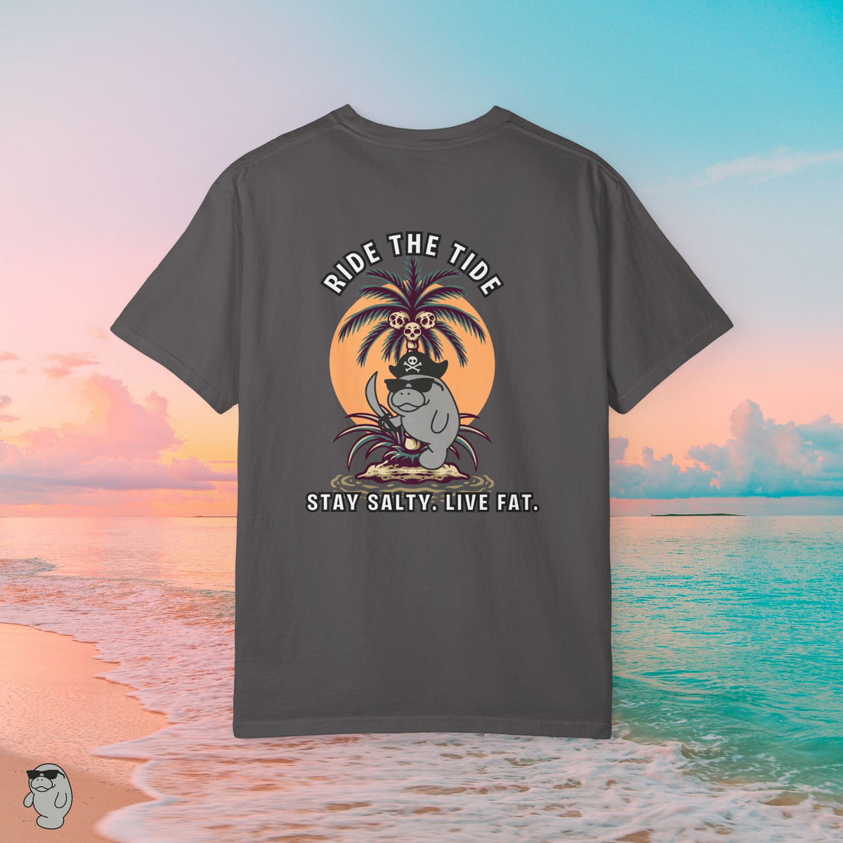 Pirate Manatee Tee – Ride the Tide. Stay Salty. Live Fat.